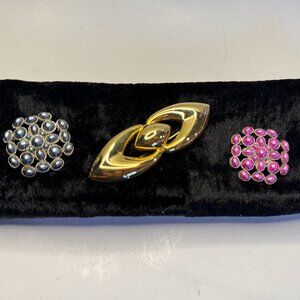 3 Vintage Brooch Bundle | Gold-Tone Mod, Pink Cabochons, Silvertone Textured Pin